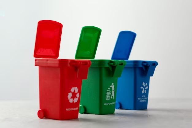 Multicolored trash cans
